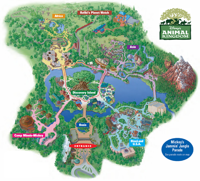 Mapa del Parque Animal Kingdom en Disney en Orlando