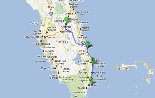 Viaje en auto desde Orlando a Miami