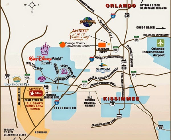 Mapa turistico con atracciones de Orlando